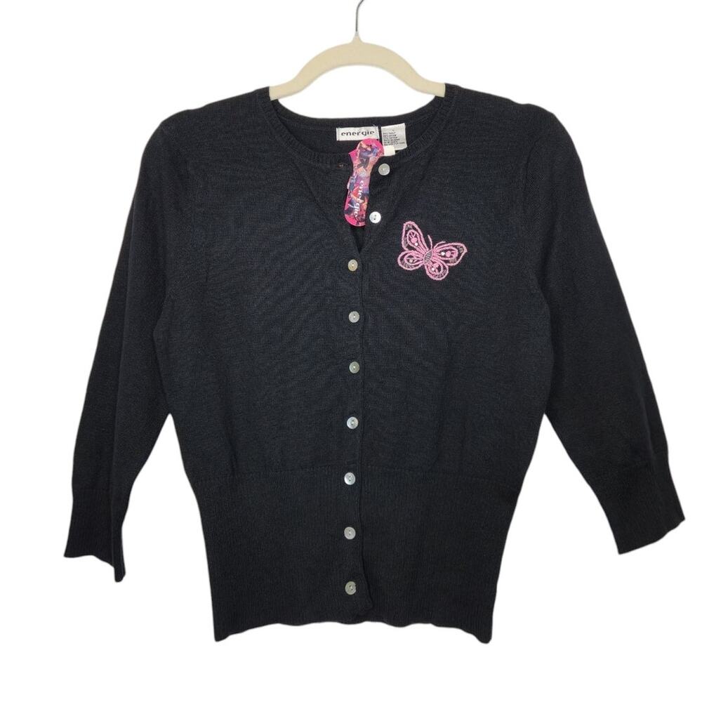 NWT Energie Butterfly Cardigan Button Sweater 00s y2k Punk Goth Emo Nature
